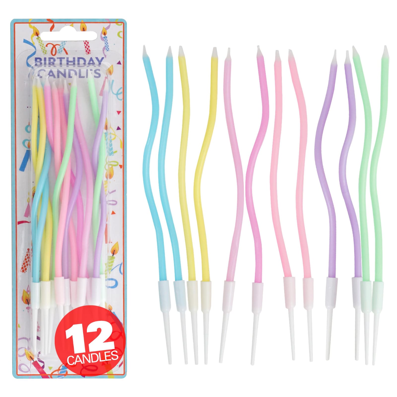 Spiral Twisty Pastel Rainbow Curly Cake Candles