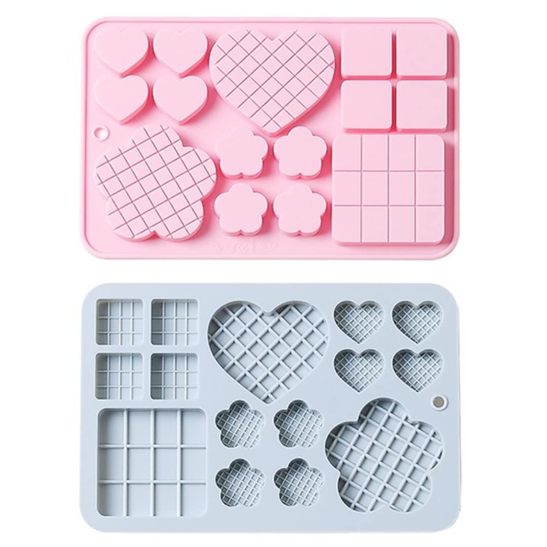 15 CAVITY HEART,FLOWER, SQUARE MIX SILICONE MOULD