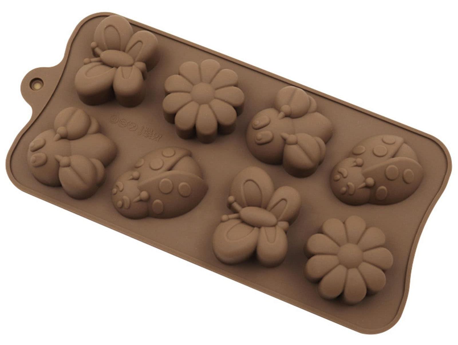 8 CAVITY BUTTERFLY,LADYBUG & FLOWER SILICONE MOULD