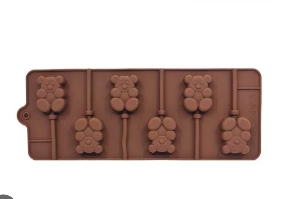 6 CAVITY TEDDY LOLIPOP SILICONE MOULD