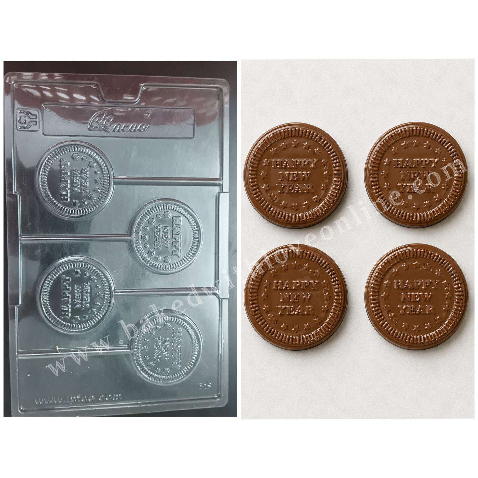 4 CAVITY HAPPY NEW YEAR LOLIPOP PVC MOULD