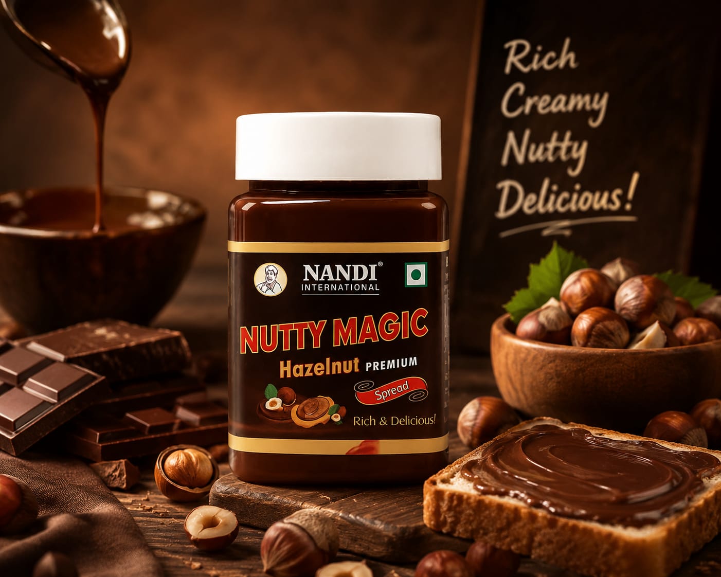 NUTTY MAGIC HAZELNUT SPREAD 200GM (NANDI)