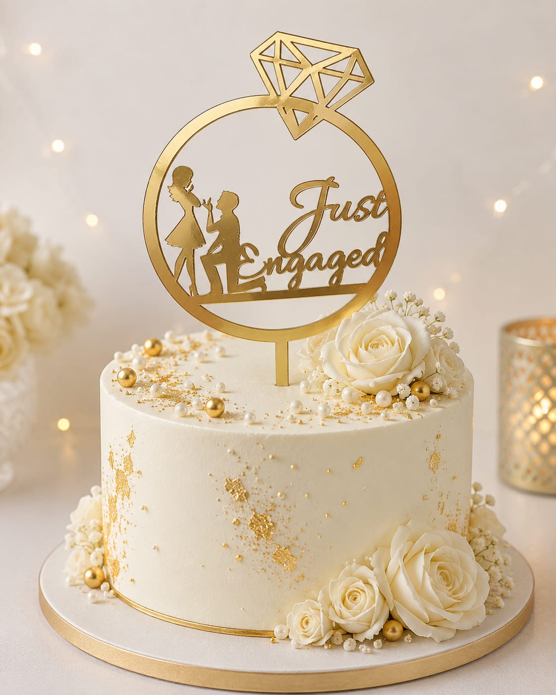 ACRYLIC CAKE TOPPER 5" JUST ENGAGED