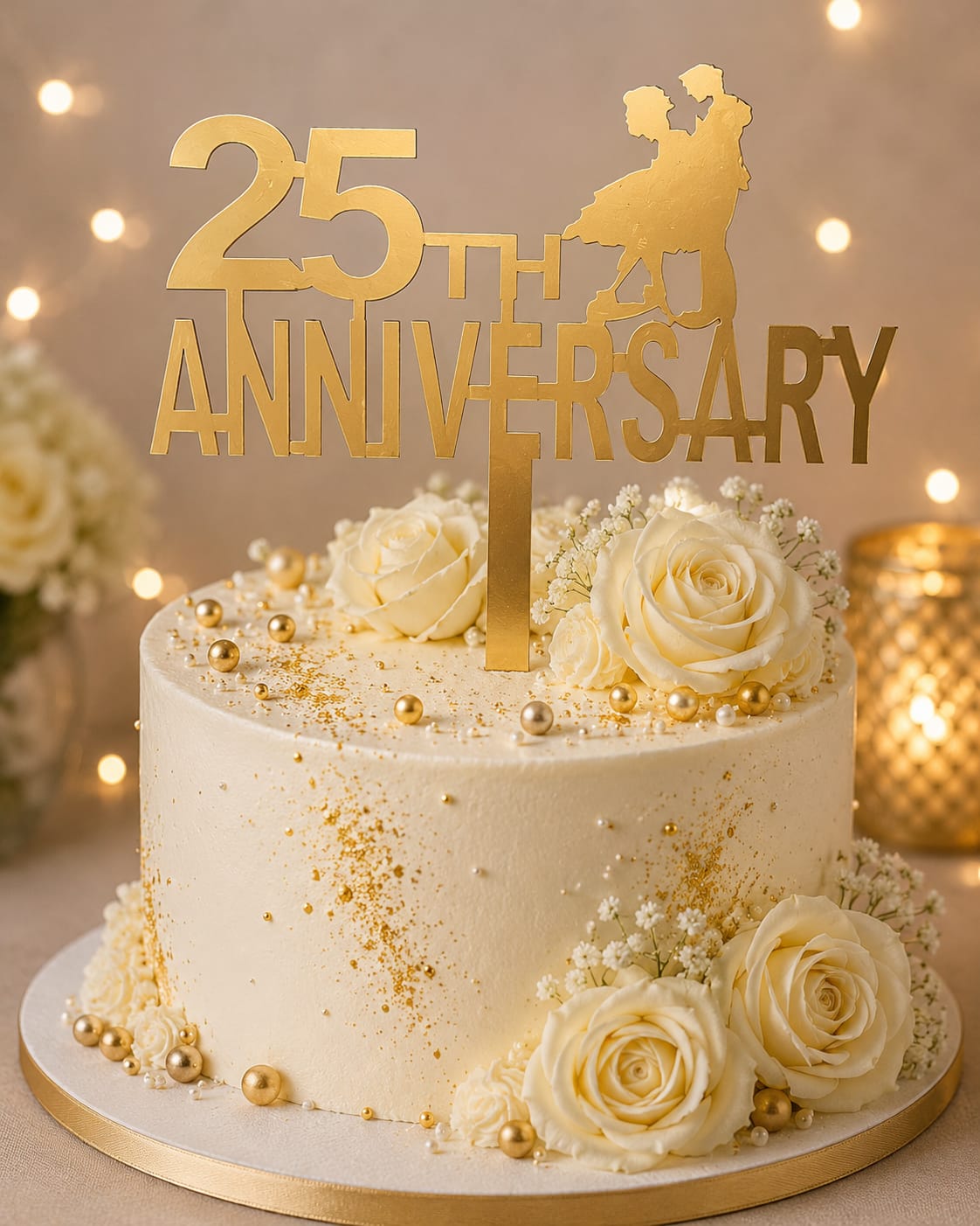 ACRYLIC CAKE TOPPER 5" 25TH ANNIVERSARY