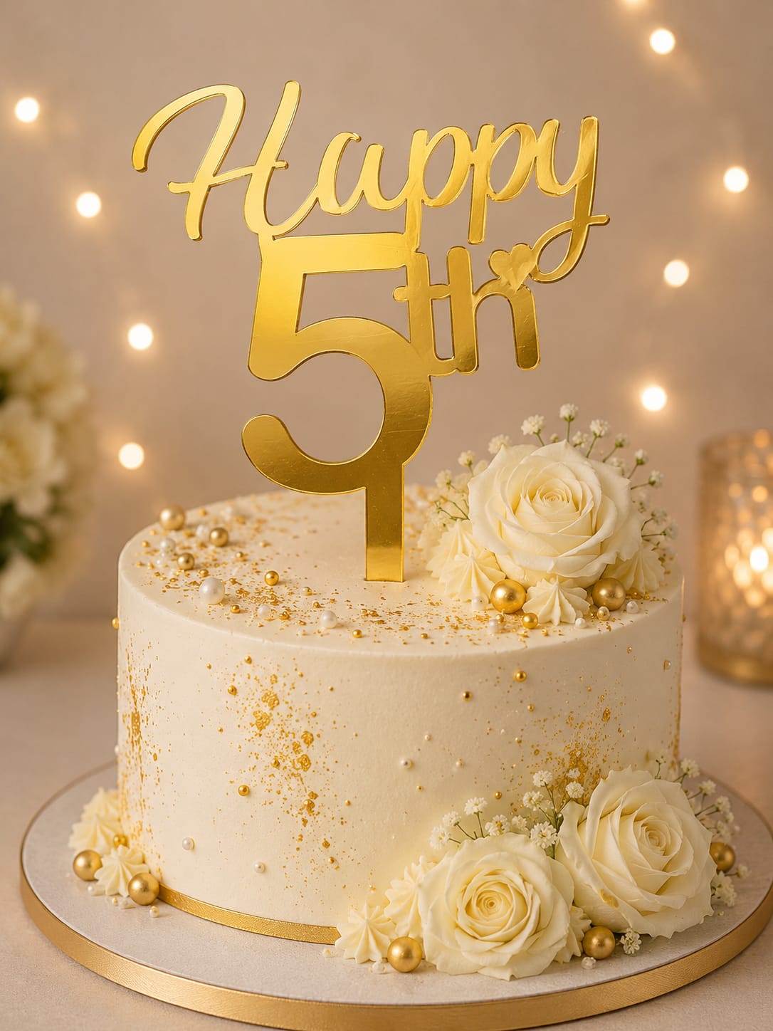 ACRYLIC CAKE TOPPER 5" HAPPY 5TH