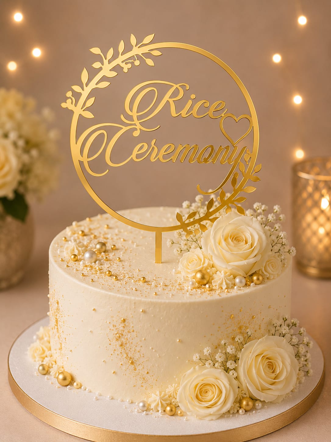 ACRYLIC CAKE TOPPER 5" RICE CEREMONY