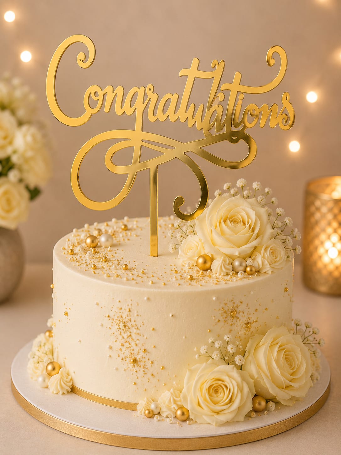 ACRYLIC CAKE TOPPER 5" CONGRATULATIONS