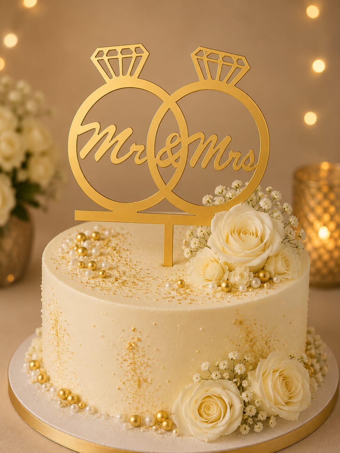 ACRYLIC CAKE TOPPER 5" MR & MRS