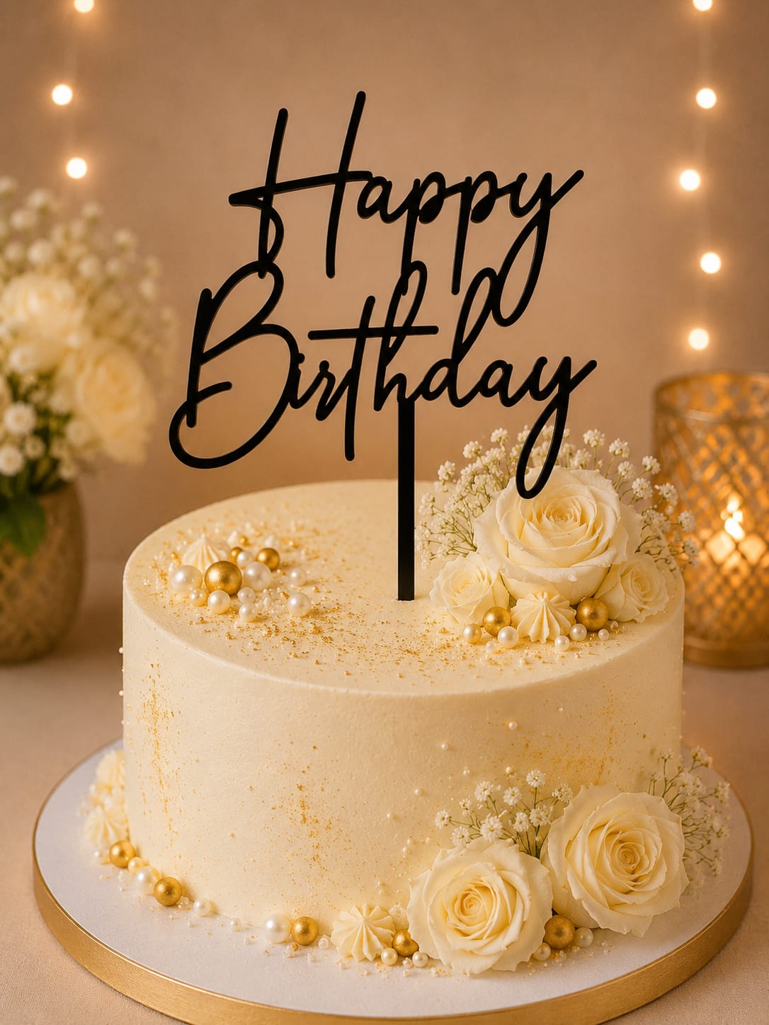 ACRYLIC CAKE TOPPER 5" BLACK HAPPY BIRTHDAY