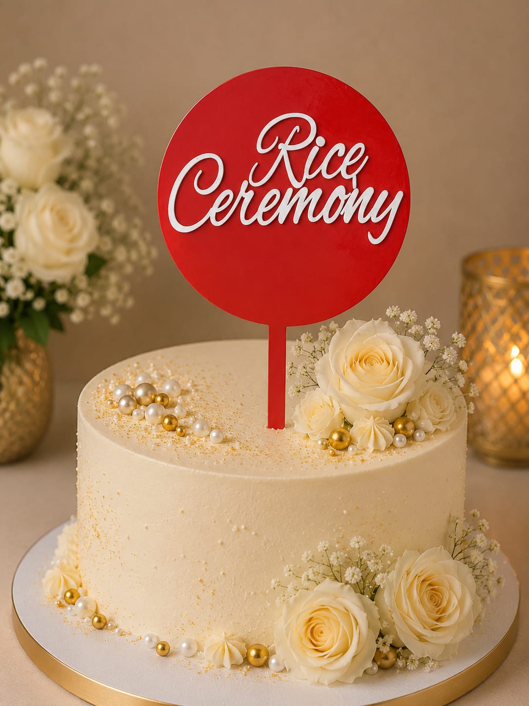 DOUBLE ACRYLIC CAKE TOPPER 5" RICE CEREMONY