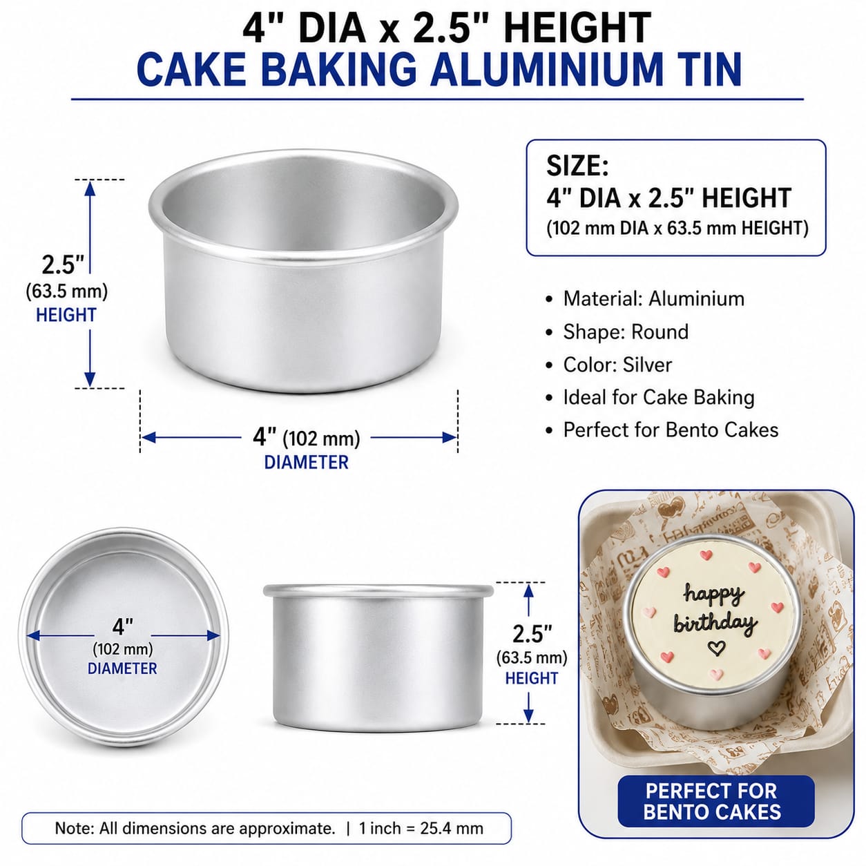 ROUND CAKE BAKING TIN 4''