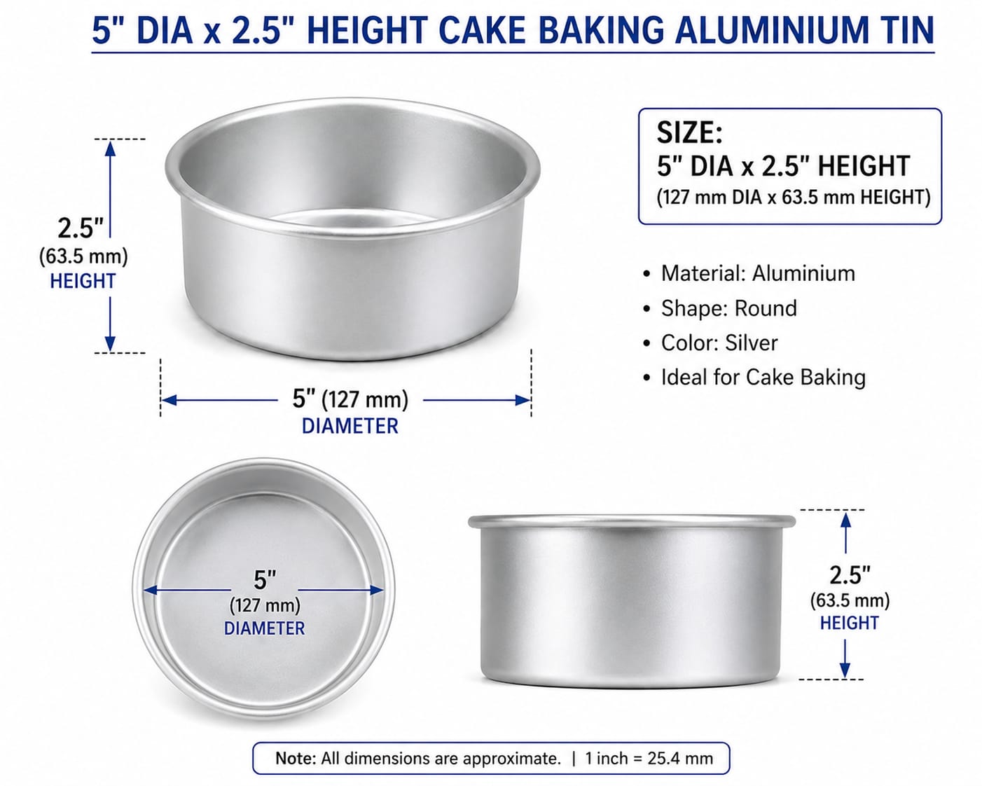 ROUND CAKE BAKING TIN 5''