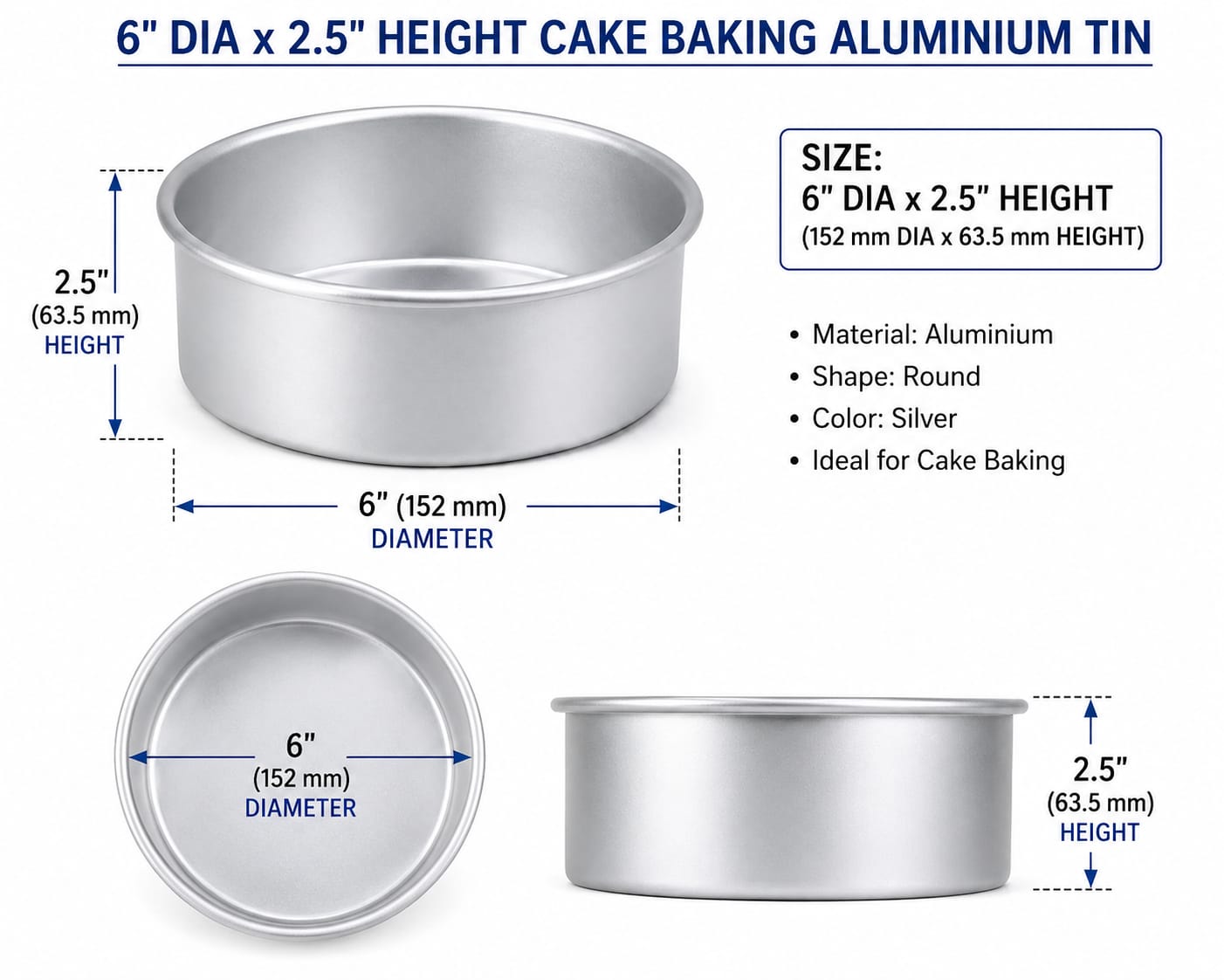 ROUND CAKE BAKING TIN 6''