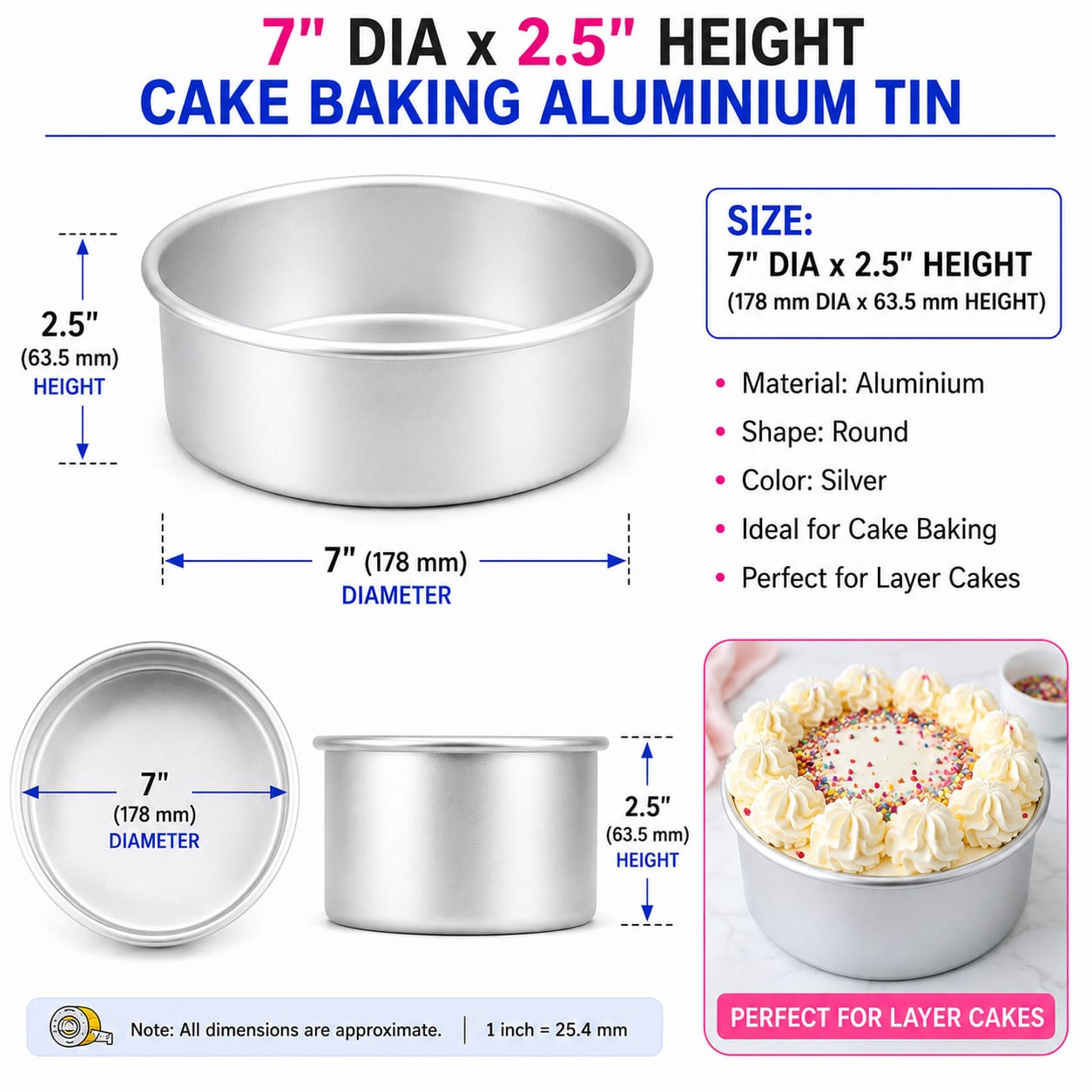ROUND CAKE BAKING TIN 7''