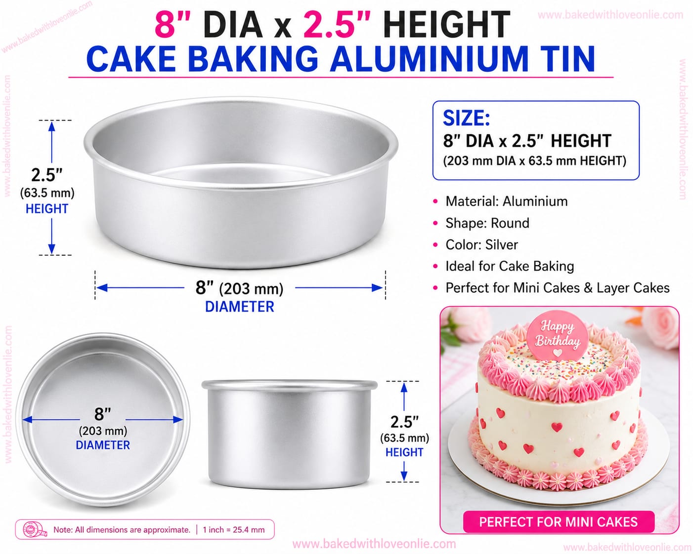 ROUND CAKE BAKING TIN 8''