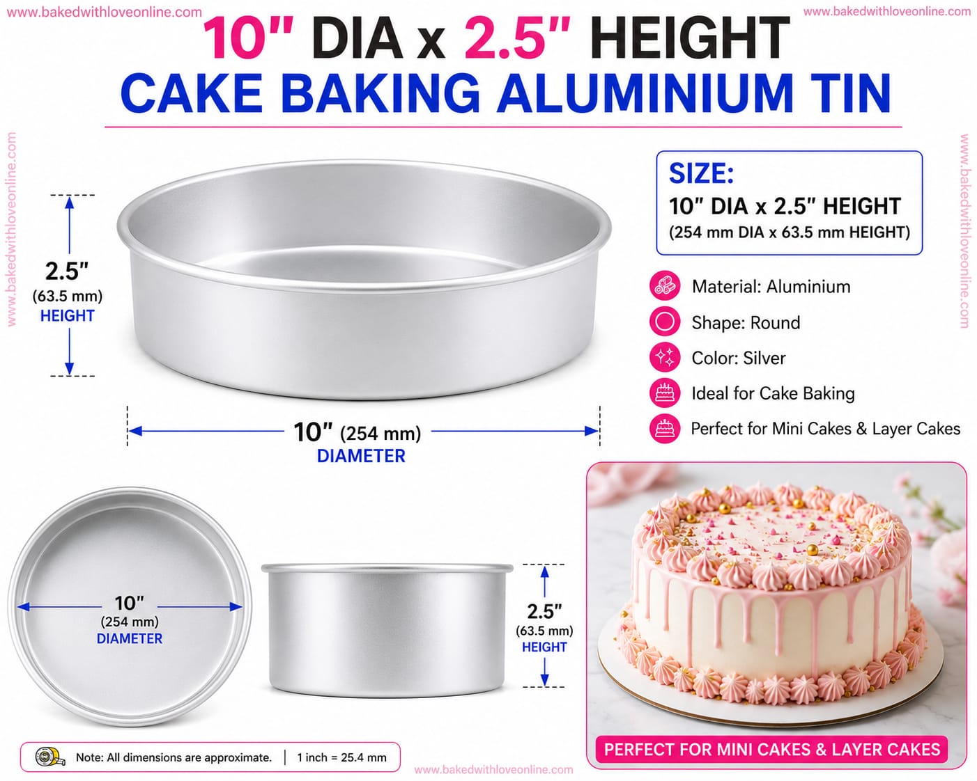 ROUND CAKE BAKING TIN 10''