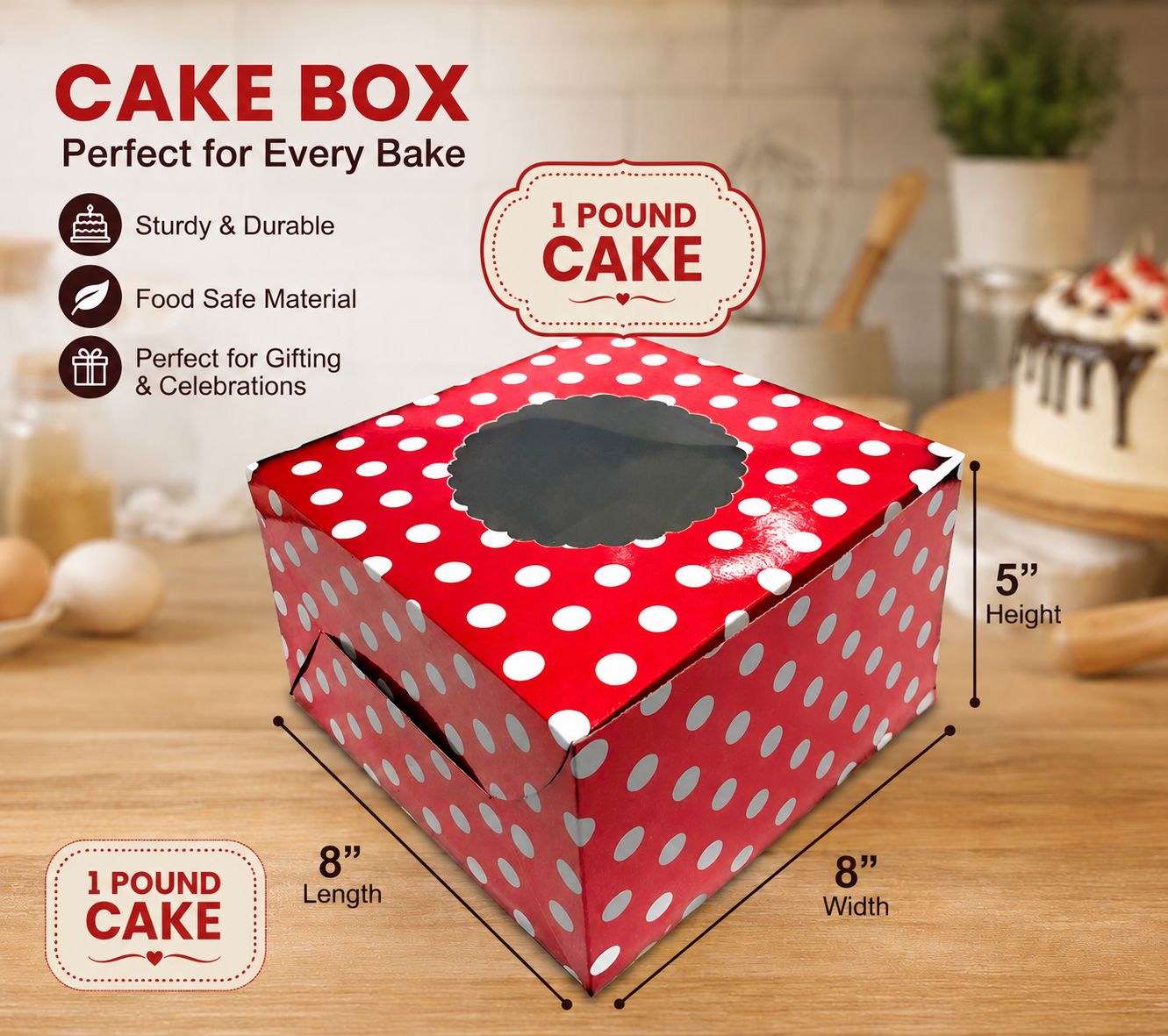 CAKE BOX WINDOW ( 8X8X5)