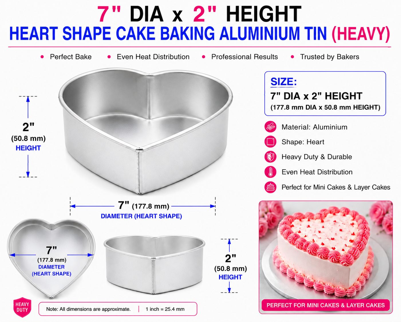 HEART CAKE BAKING TIN HEAVY 7''