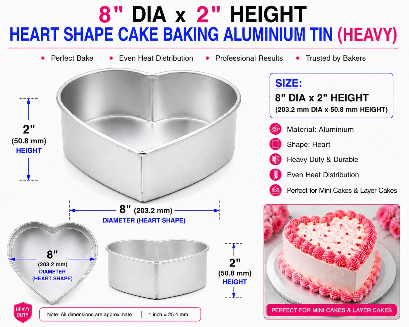 HEART CAKE BAKING TIN HEAVY 8''