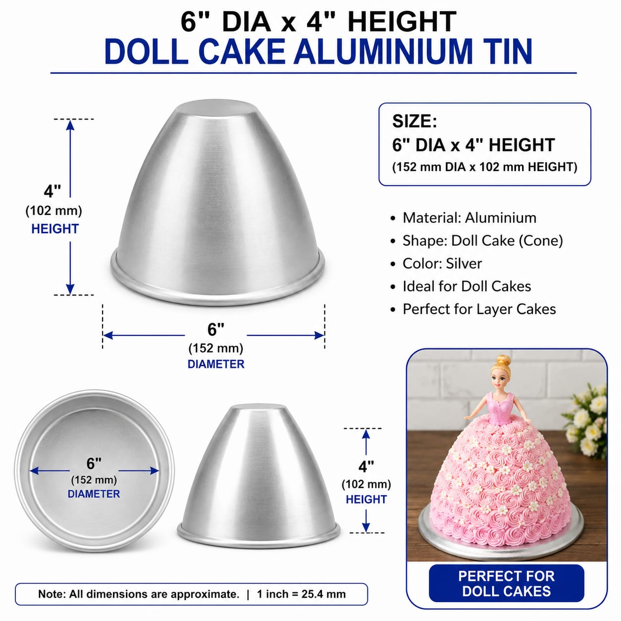 DOLL CAKE BAKING TIN 6''