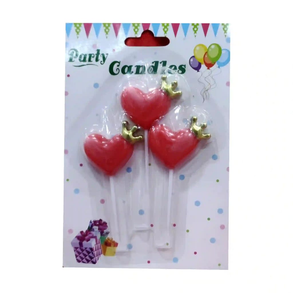 RED HEART CANDLES WITH GOLD CROWNS