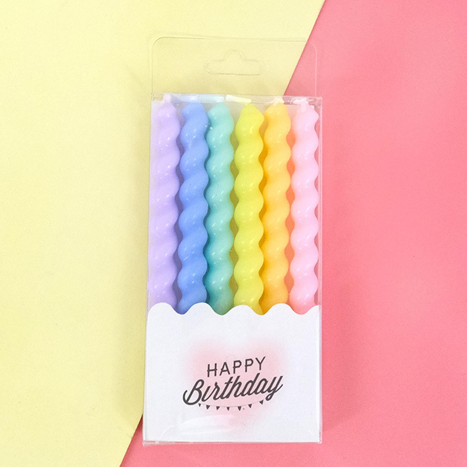 6 RAINBOW SPIRAL BIRTHDAY CAKE CANDLES