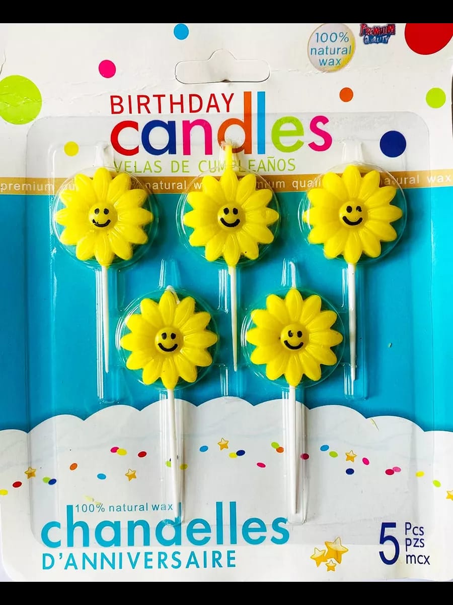 SMILEY FACE SUNFLOWER BIRTHDAY CANDLES