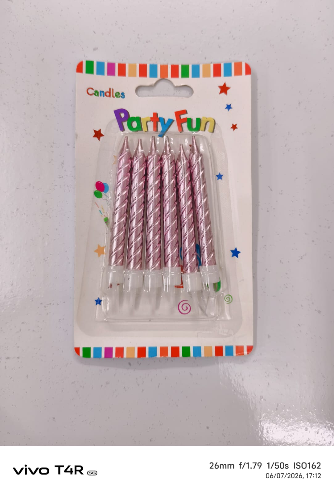 PARTY FUN SPIRAL BIRTHDAY CANDLES (PINK)