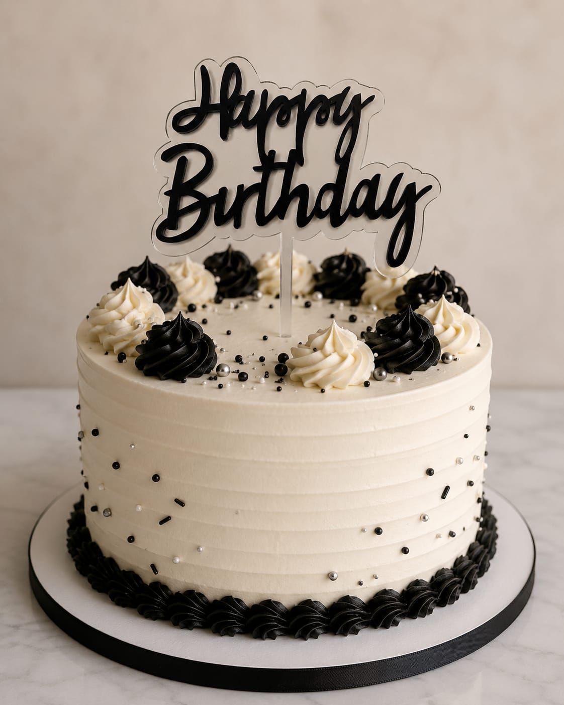 DOUBLE ACRYLIC CAKE TOPPER 5" HAPPY BIRTHDAY