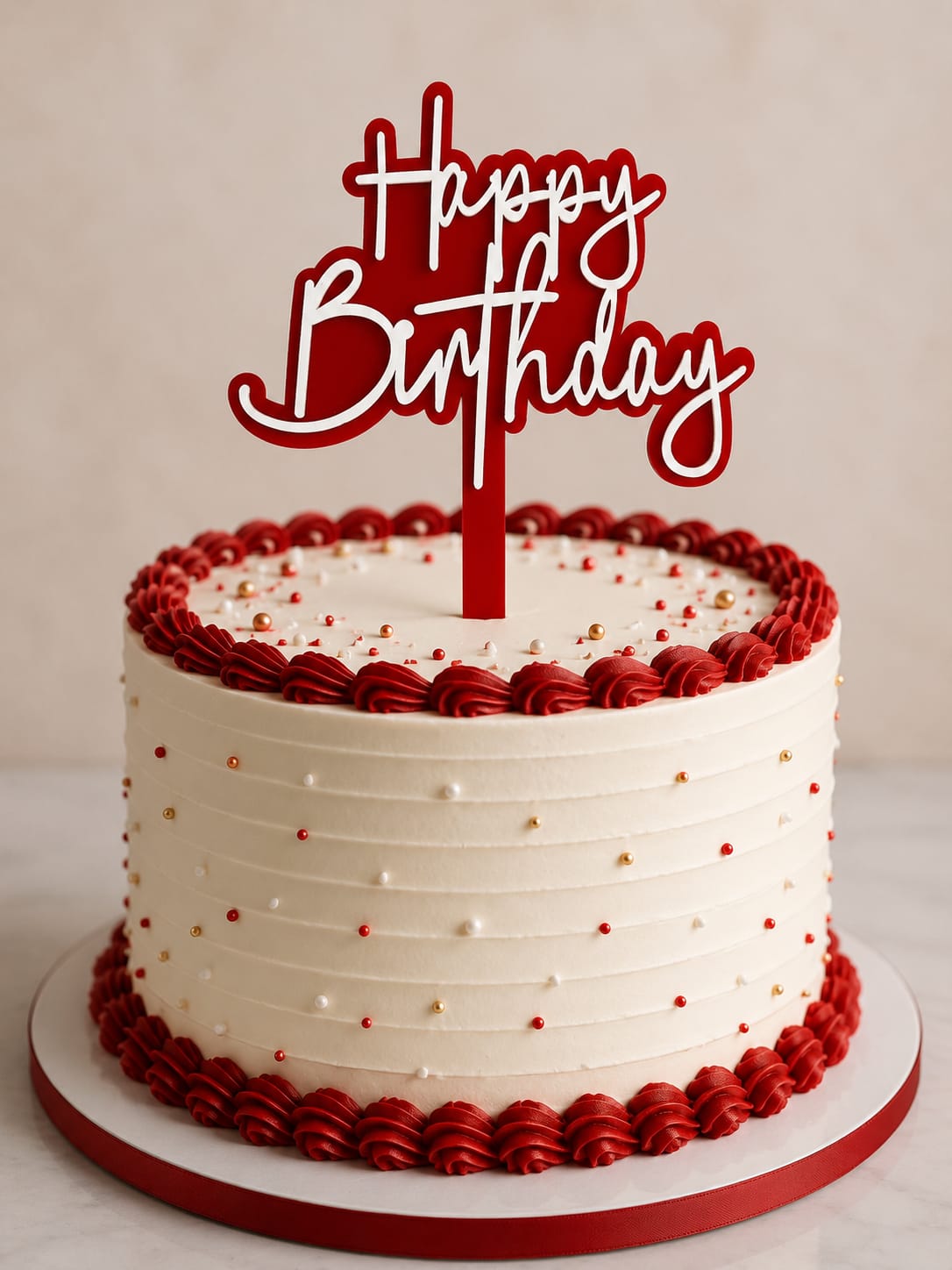 DOUBLE ACRYLIC CAKE TOPPER 5" HAPPY BIRTHDAY