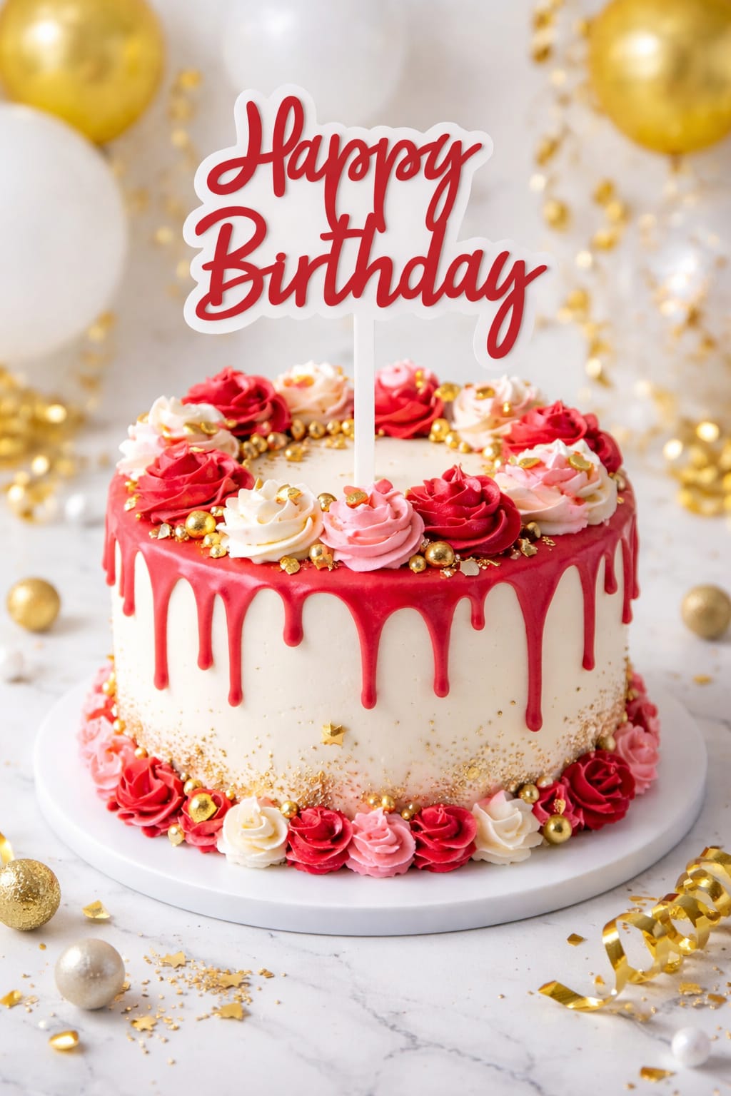 DOUBLE ACRYLIC CAKE TOPPER 5" HAPPY BIRTHDAY