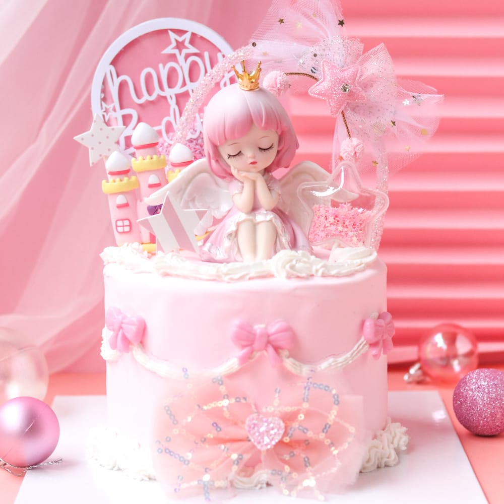 PINK ANGEL GIRL CAKE DOLL TOPPER