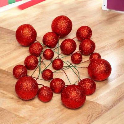 GLITTER RED FAUX BALL