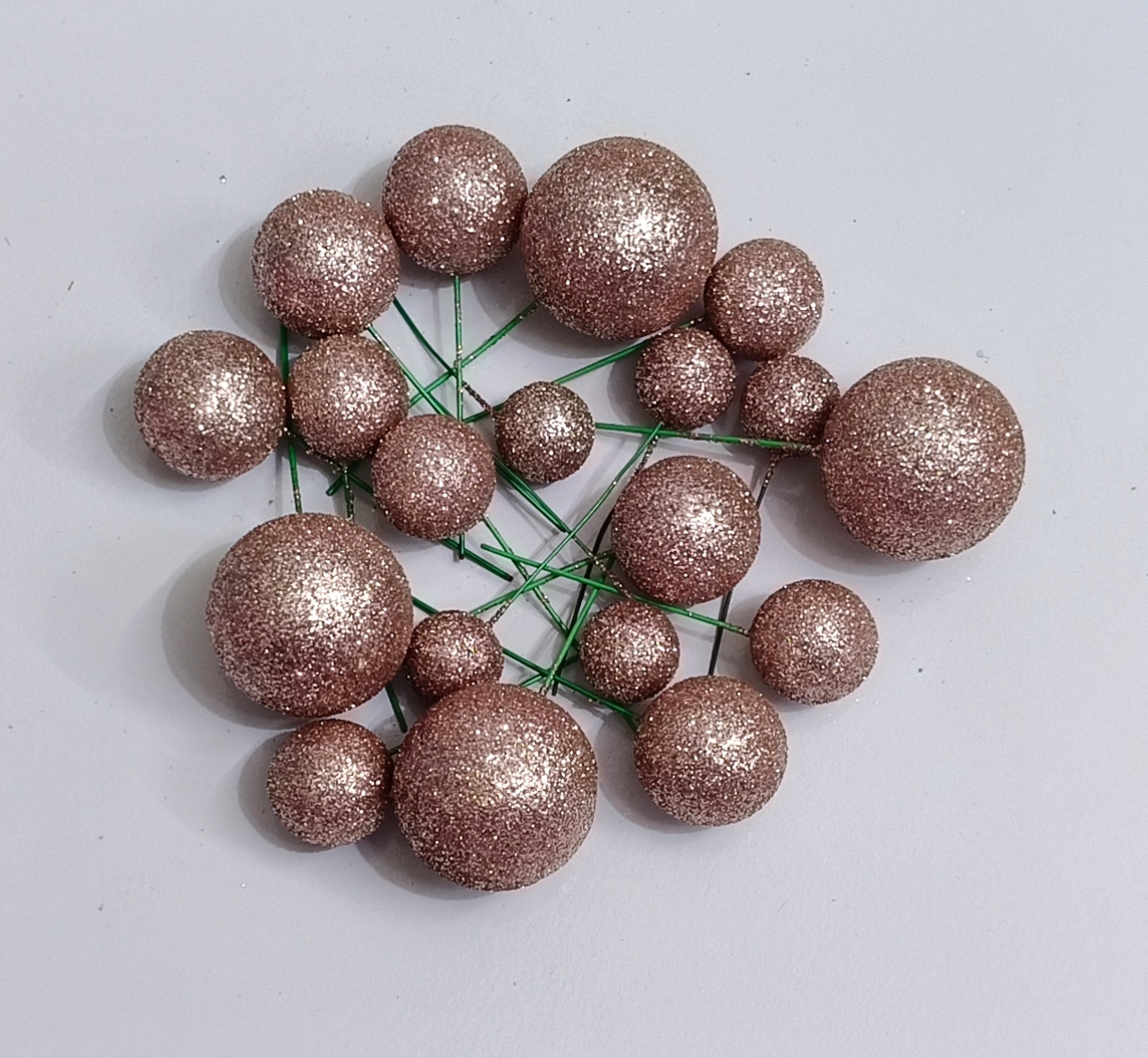 GLITTER ROSE GOLD FAUX BALL