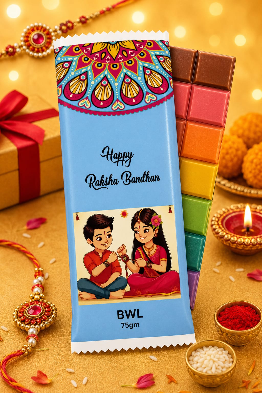 HAPPY RAKSHA BANDHAN CHOCOLATE WRAPER (75GM)