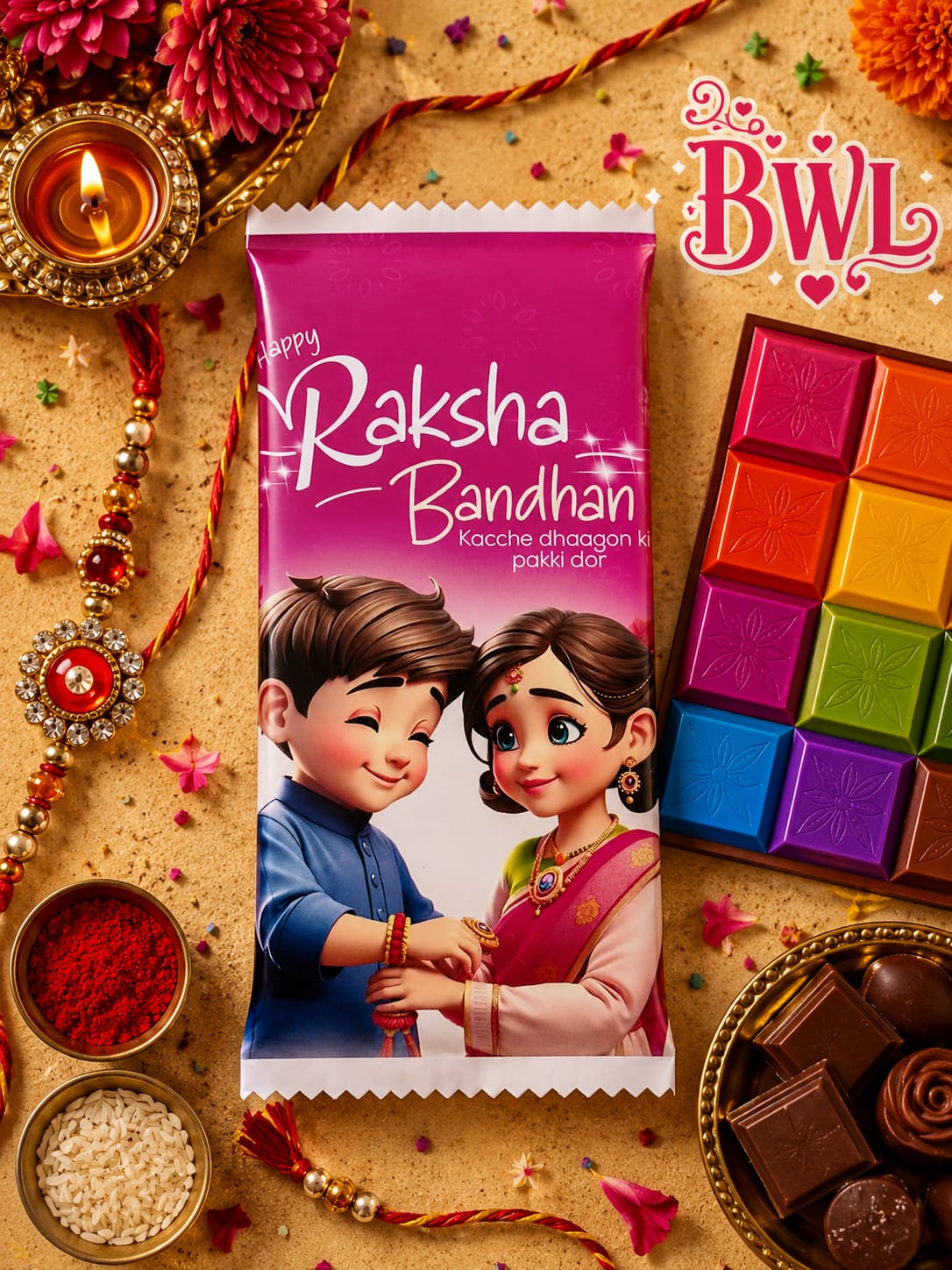 HAPPY RAKSHA BANDHAN CHOCOLATE WRAPER (100GM)