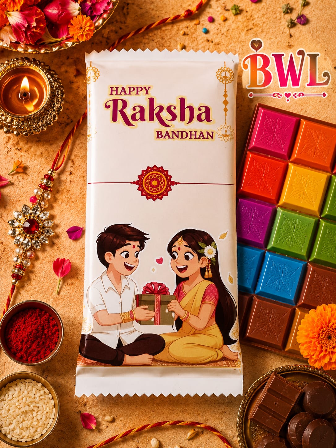 HAPPY RAKSHA BANDHAN CHOCOLATE WRAPER (100GM)