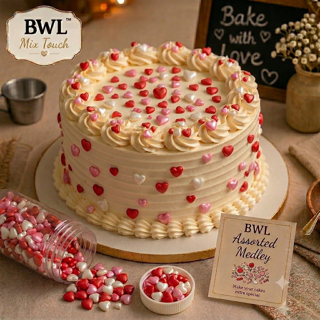 MIXED PINK, RED & WHITE HEART SPRINKLE