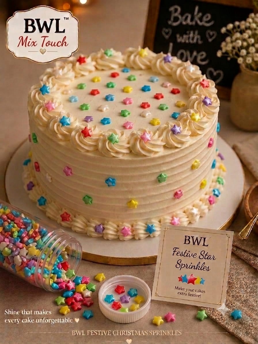 MIXED COLOUR STAR SPRINKLES