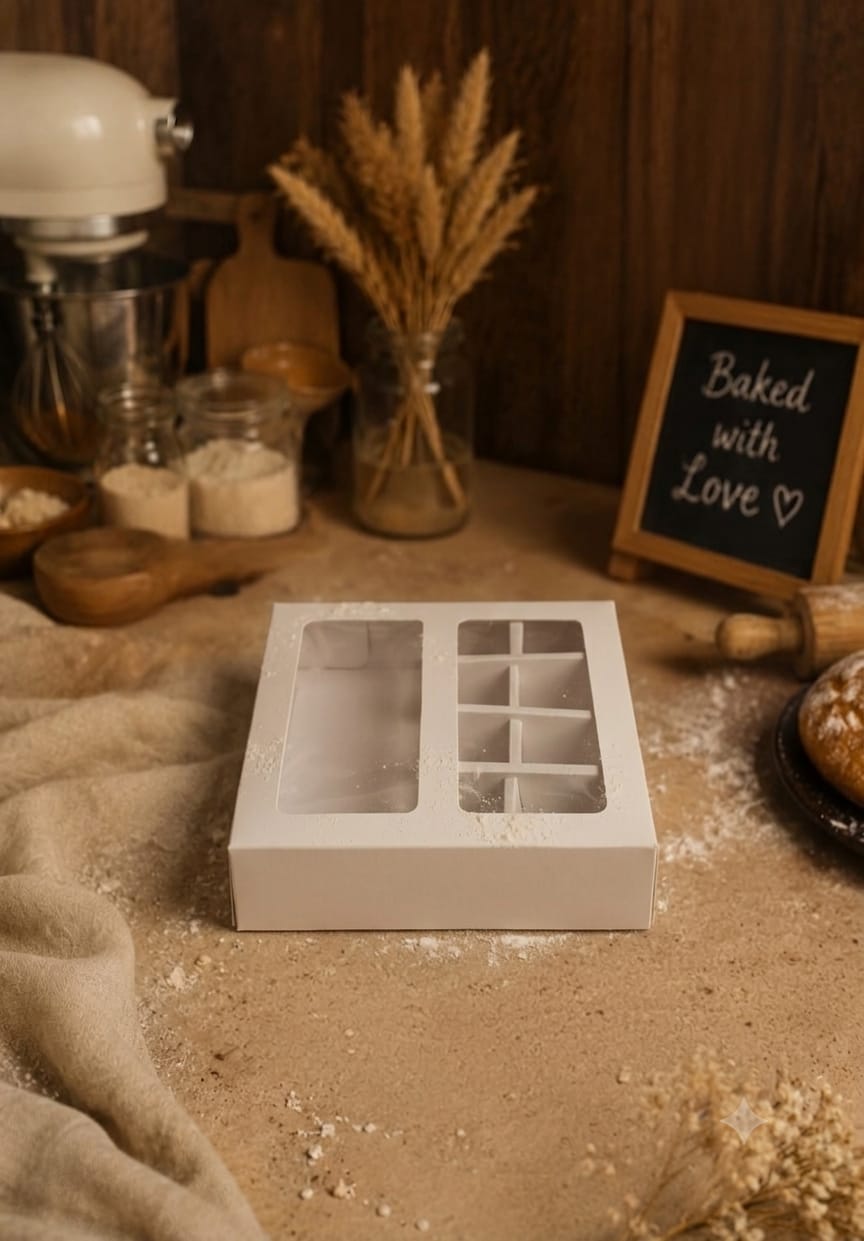 WHITE BAR WITH 8 CAVITY CHOCOLATE BOX