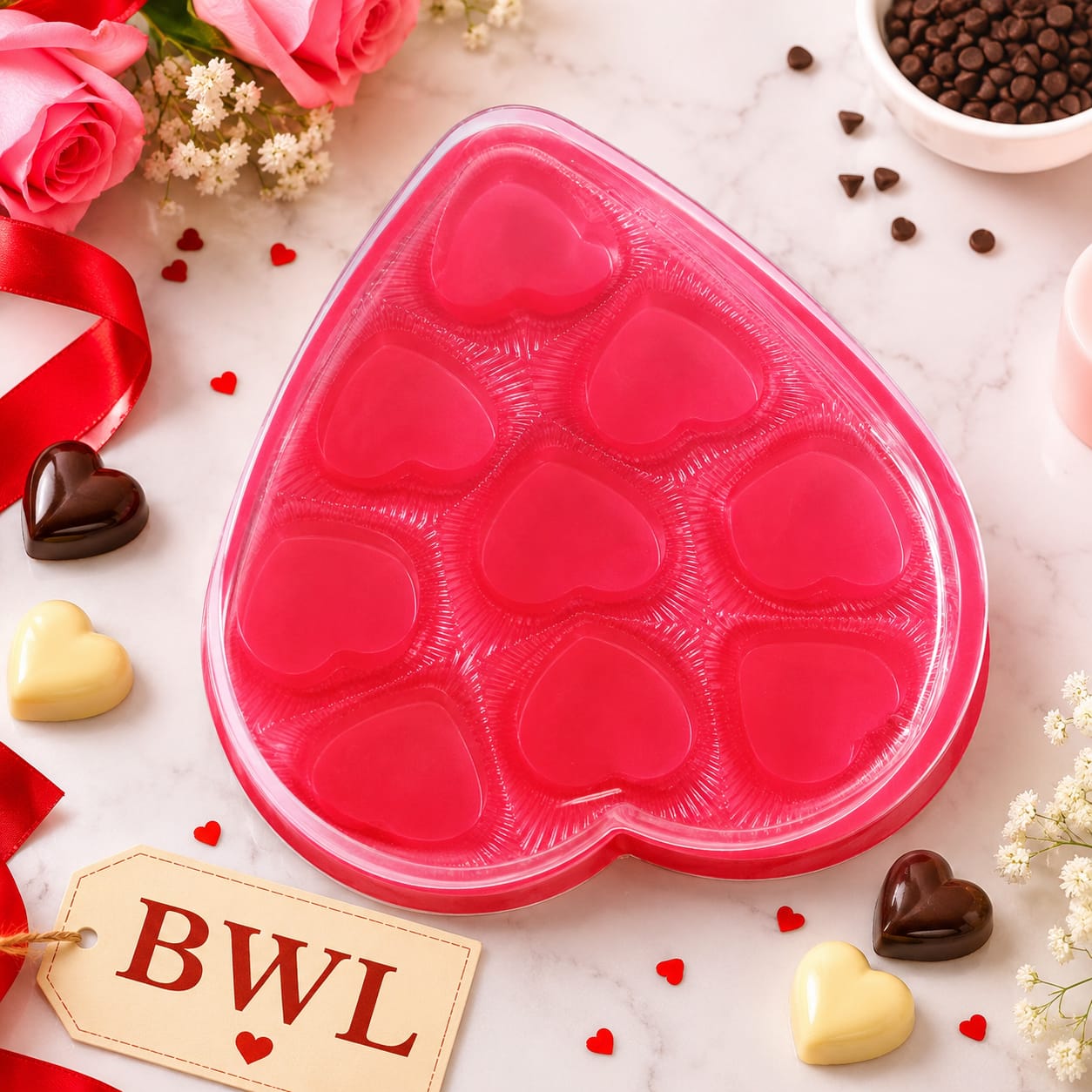 9 CAVITY HEART CHOCOLATE BOX