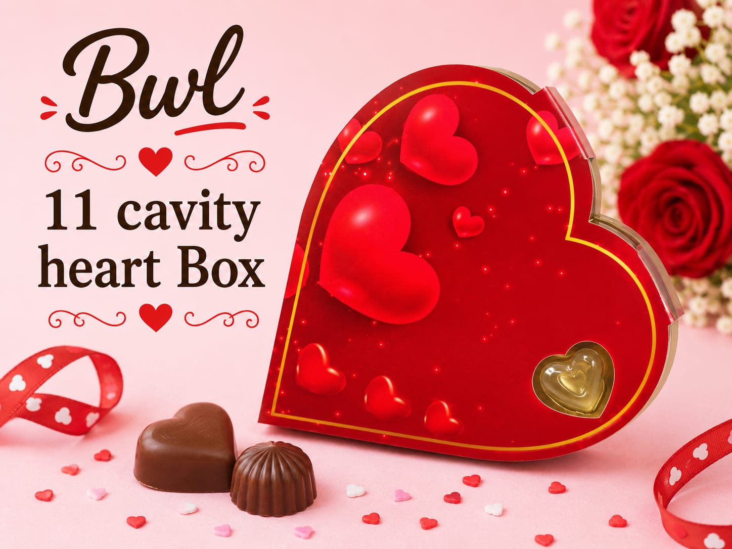 11 CAVITY HEART CHOCOLATE BOX