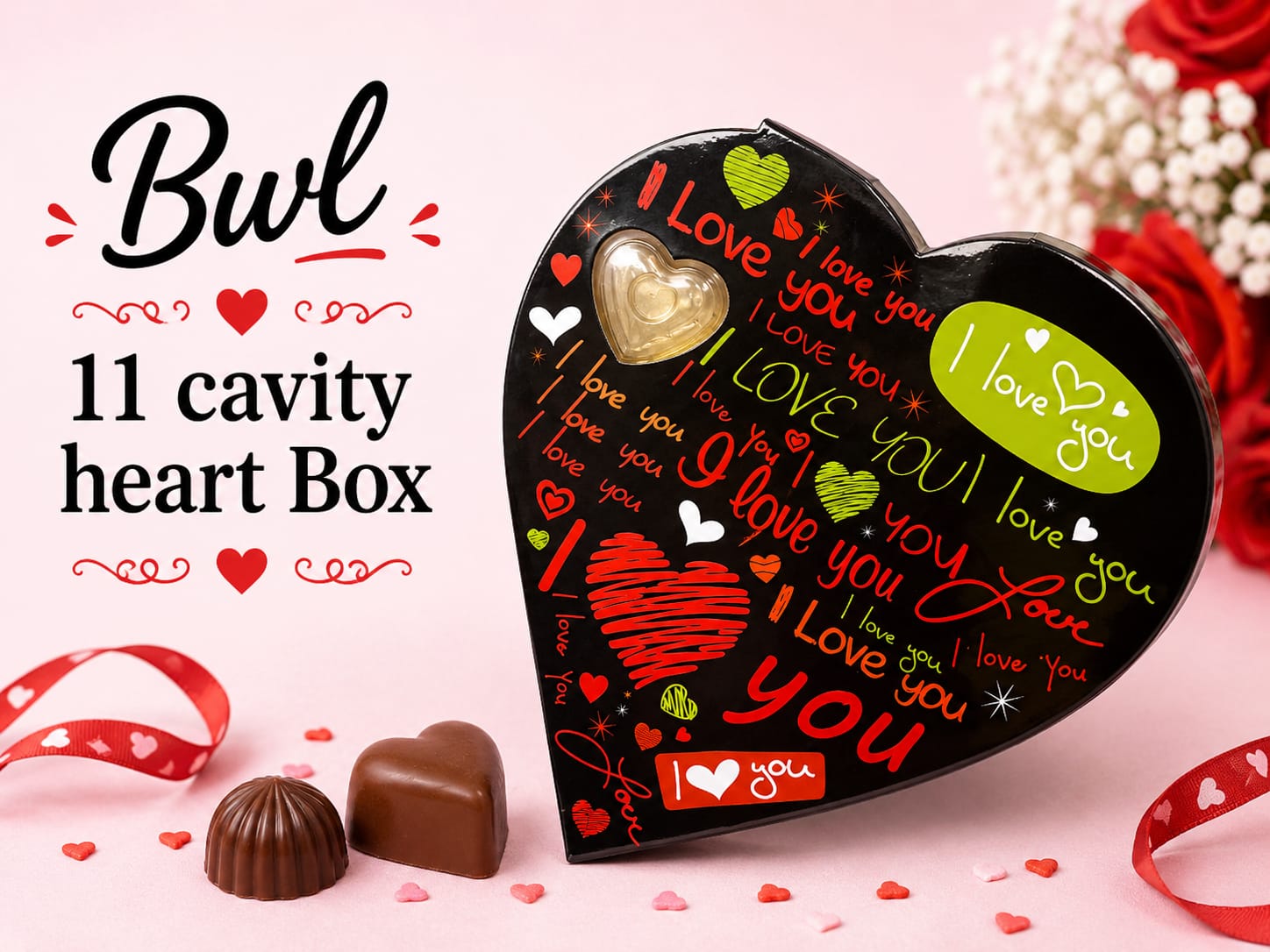 11 CAVITY HEART CHOCOLATE BOX