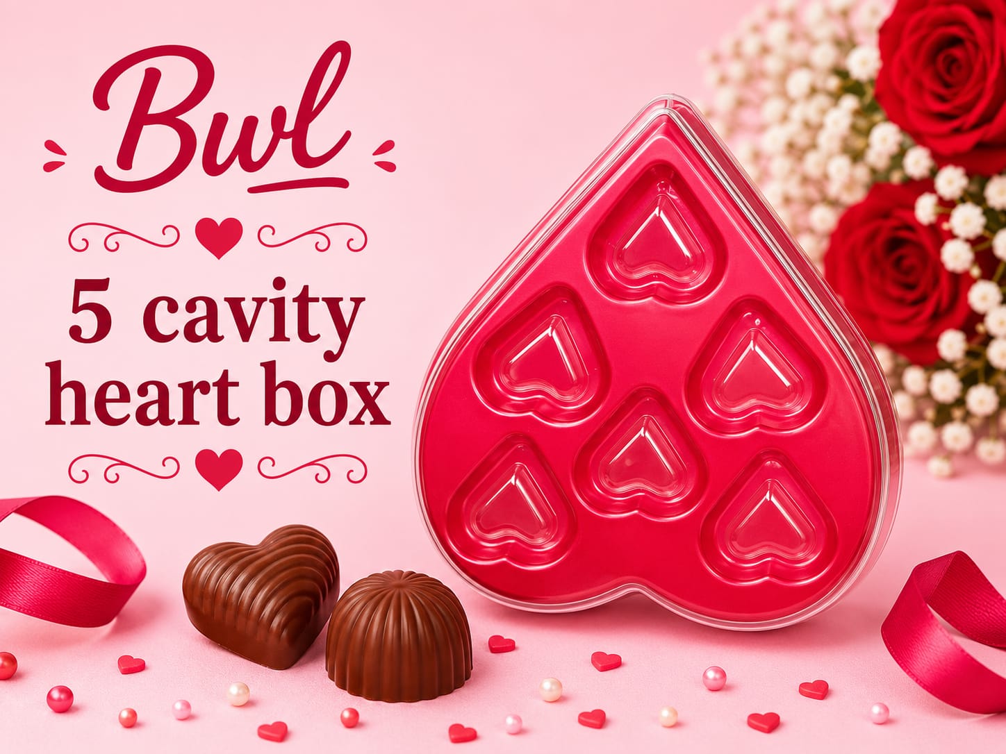 5 CAVITY HEART CHOCOLATE BOX